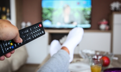 Looking the tv at home